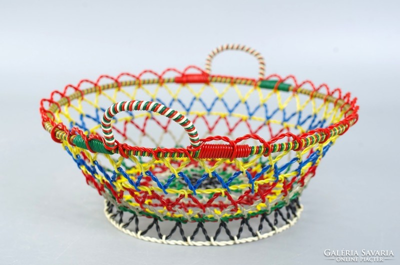 Wire-woven colorful bread basket retro