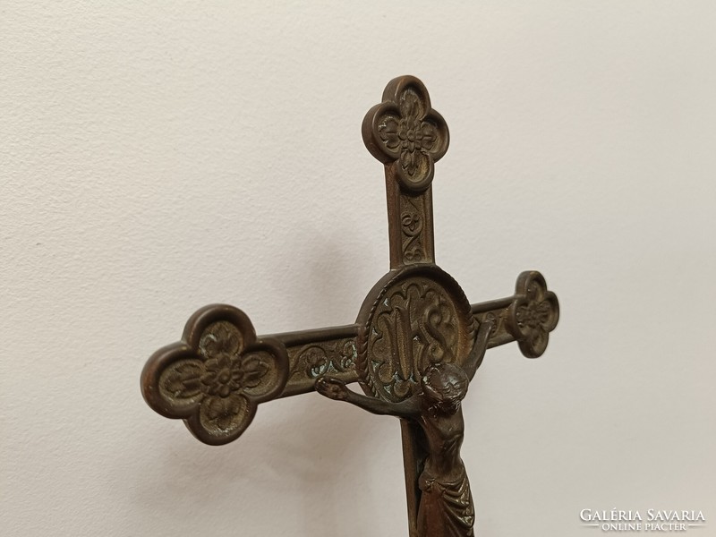 Antique crucifix patinated bronze cross 19th century Jesus 843 8485
