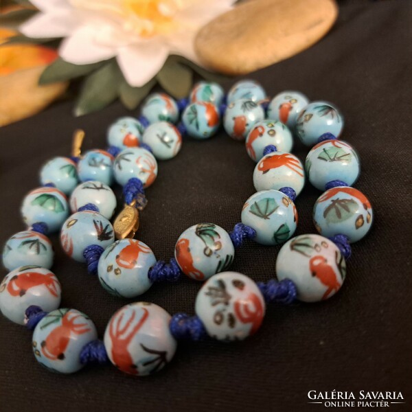 Antique handmade oriental porcelain string of beads