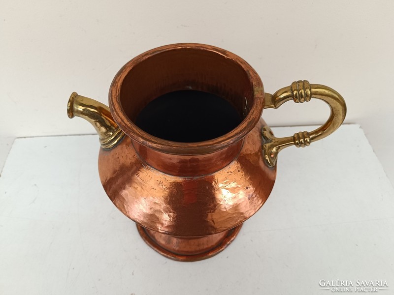 Antique kitchen tool large red copper jug brass casting with handle and beak 620 8574