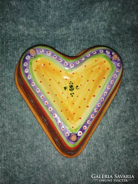 Heart-shaped glazed ceramic cookie tin, can also be hung on the wall as a decoration (a3)