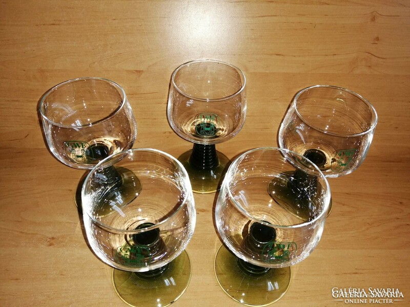 Zöld talpú üveg pohár készlet 5 db (6/K)