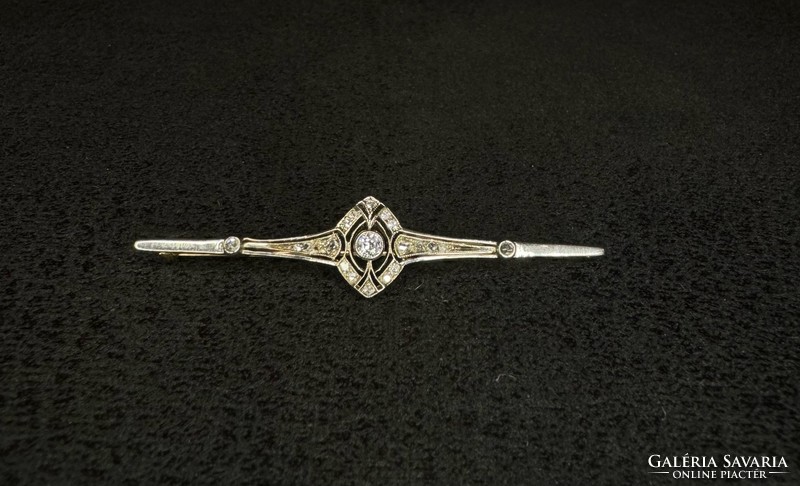 Antique art deco gold diamond brooch