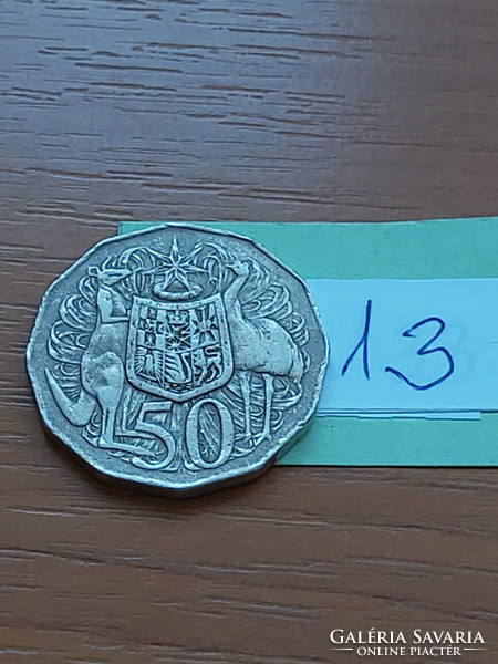 AUSZTRÁLIA 50 CENT 1975  Réz-nikkel, CÍMER, II. Erzsébet királynő, 13