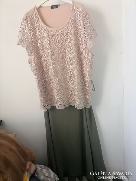 They are more beautiful than me plus size elegant casual lace top beige boutique 52 54 120-130 chest70 length