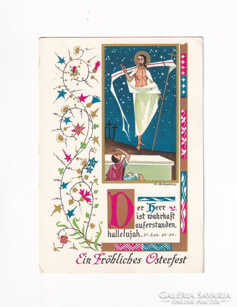 Hv:30 Easter religious greeting card (corner break)