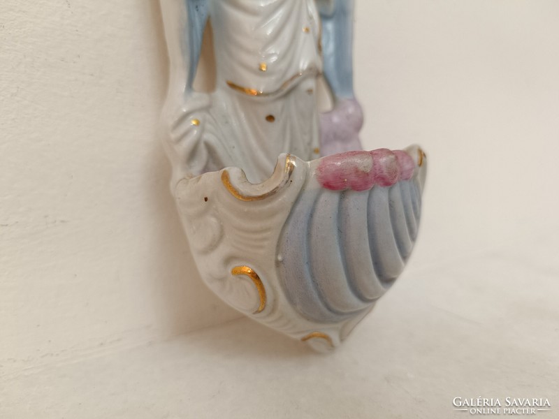 Antik szenteltvíz tartó 20. sz. biszkvit porcelán keresztény őrangyal angyal szenteltvíztartó 735