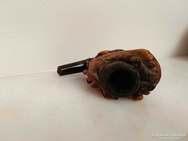 Antique pipe pipe with ostrich feather hat female head pipe pipe without spout 72 8466