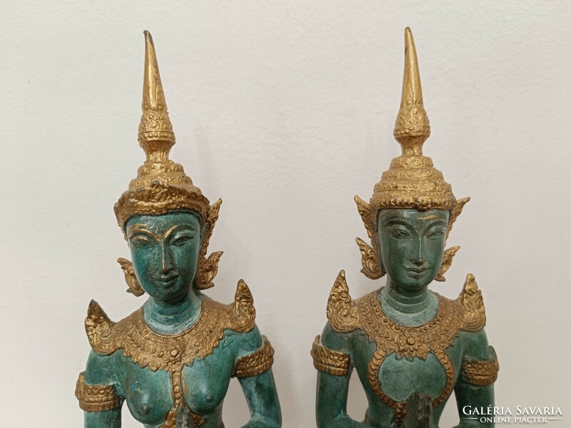 Antik 2 darab buddhista bronz szobor szertartás imádkozó jelenet buddha Thaiföld 725 8469
