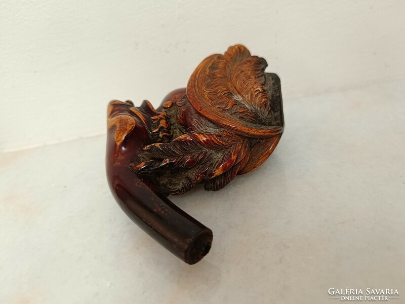 Antique pipe pipe with ostrich feather hat female head pipe pipe without spout 72 8466