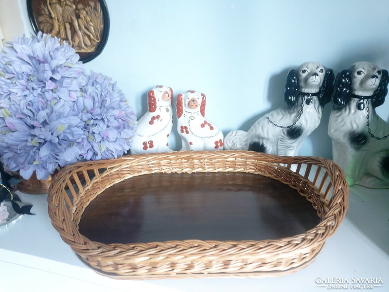 Large (58×38 cm) woven, solid cane tray with handles