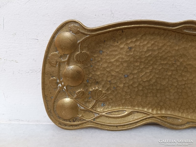 Antik szecessziós jugendstil konyhai eszköz bronz szalvéta tartó és tál 847 8506