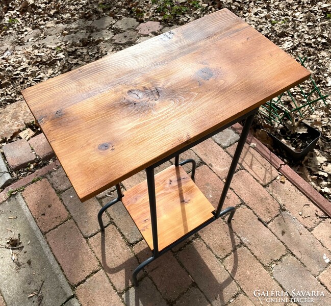 Industrial and rustic small table, stand, storage
