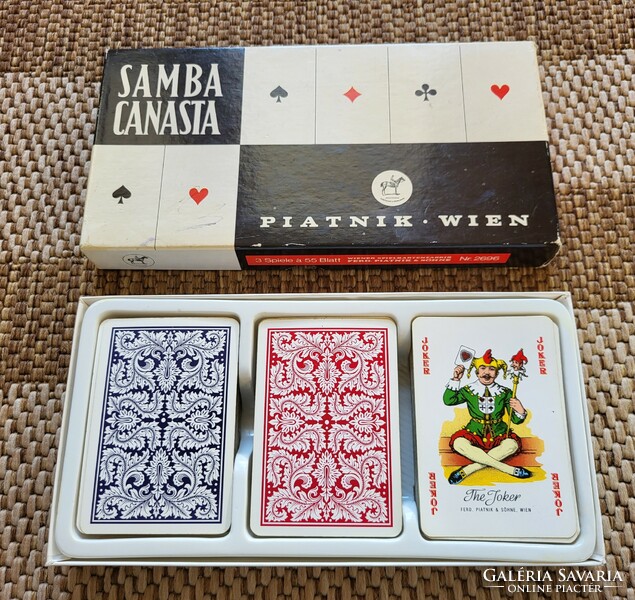 Samba Canasta PIATNIK Wien Ferd.Piatnik & Söhne franciakártya kártyapakli kártya dobozában
