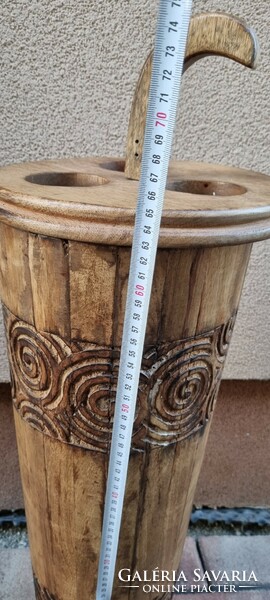 Wooden umbrella stand, solid, with carvings