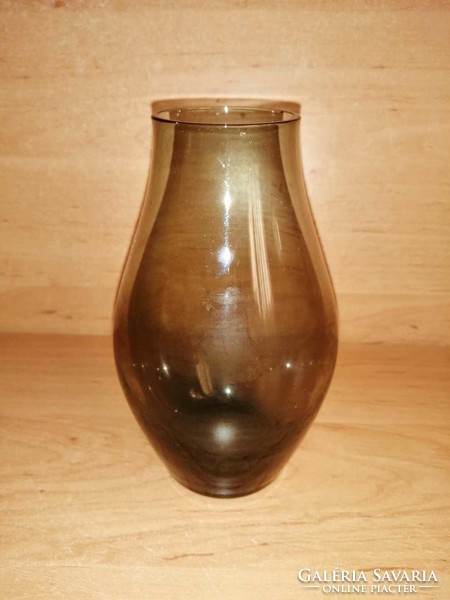 Füstszínű retro üveg váza - 16 cm (25/d)