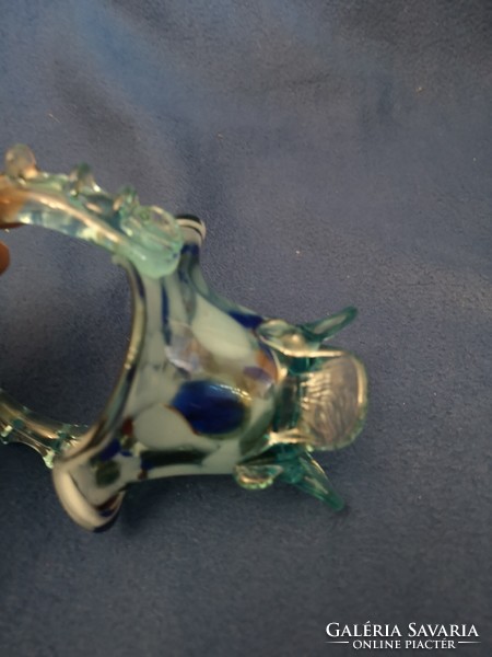 Blown glass Bohemian artistic glass basket 18 cm