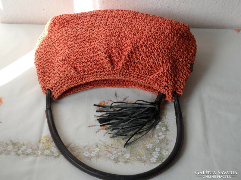 Older orange esprit crochet women's bag with radish