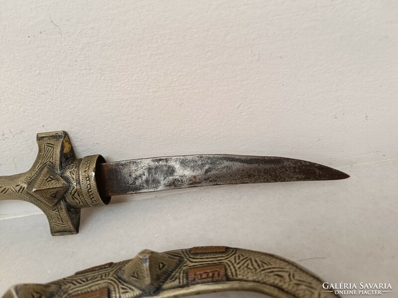 Antique Jambiya Arabic Persian Syria Morocco Berber dagger metal inlay copper knife weapon xix. - Xx. No. 728