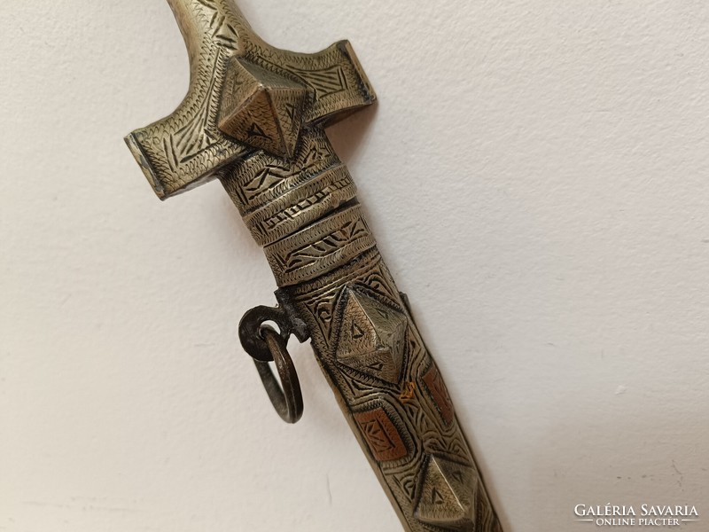 Antik Jambiya arab perzsa Szíria Marokkó berber tőr fém rátétes réz kés fegyver XIX. - XX. sz. 728