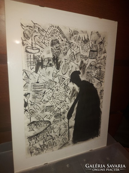 Hungarian ink drawing, 30x40 cm, famous criminal, already in a nice frame!