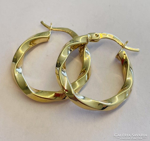 Yellow gold twisted hoop earrings