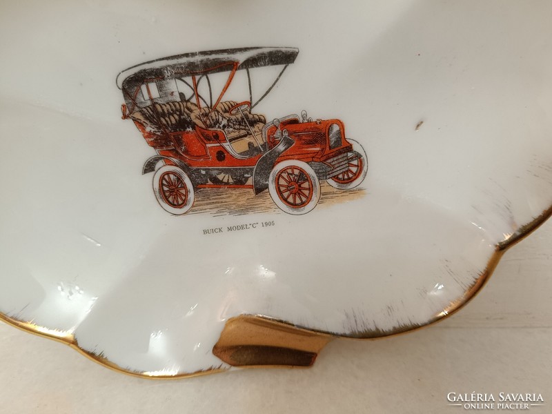 Antique 3 piece porcelain ashtray table ashtray vintage car automobile motif 920 8500