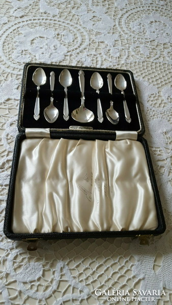 Art deco silver-plated tea and coffee spoon set, in box