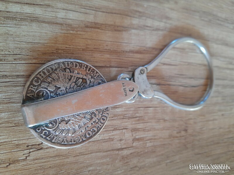 Antique silver key ring with Charles III silver thaler 1739