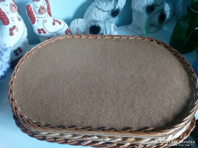 Large (58×38 cm) woven, solid cane tray with handles