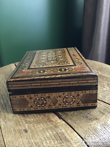 Old inlaid wooden box