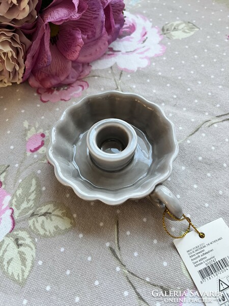 New! Very nice small walking candle holder with gray glaze