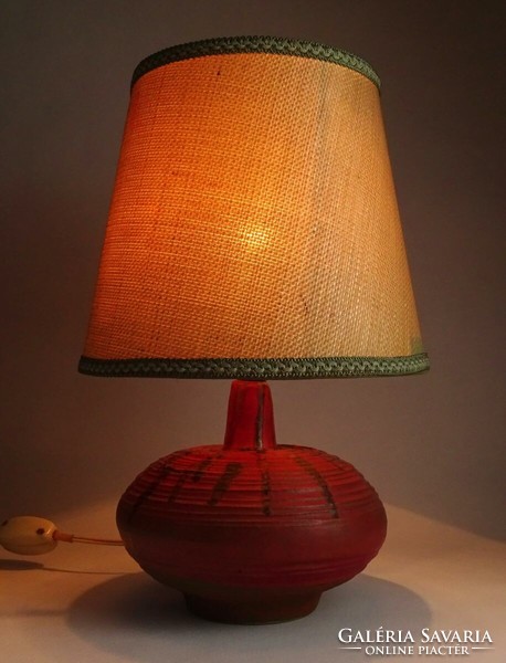 1Q764 industrial red ceramic table lamp 38 cm