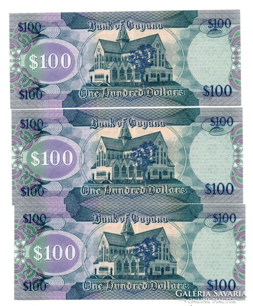 100   Dollár    3 db Sorszámkövető   Guyana