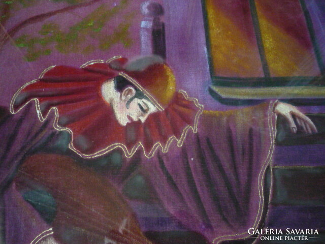 Art deco, selyemre festett Pierrot 2306 17