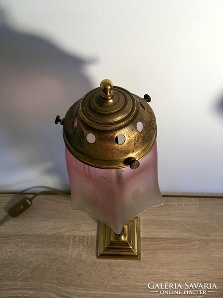 Antique effect copper table lamps