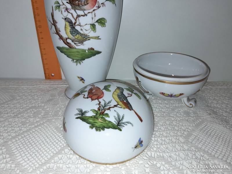 Herend bird vase and bonbonnier