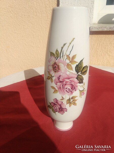 Hollóházi rózsa  mintás váza,,25,5 cm,,Hibátlan,,