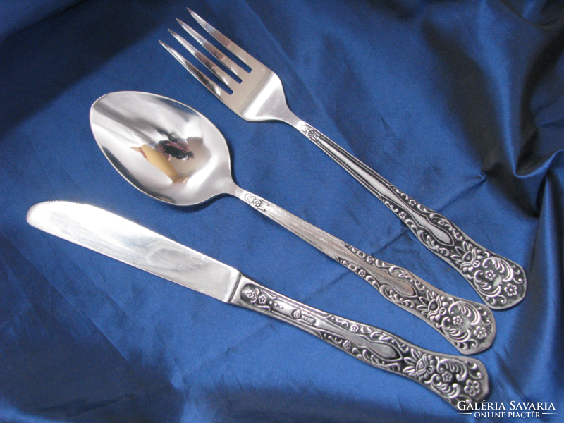 Set of antique Russian cutlery with a lotus flower pattern