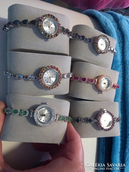 Silver jewelry watch richly loaded with precious stones! Guaranteed!