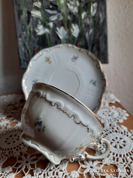 Zsolnay porcelain tea cup, with bottom, in baroque style, in very good condition, mid 20th century