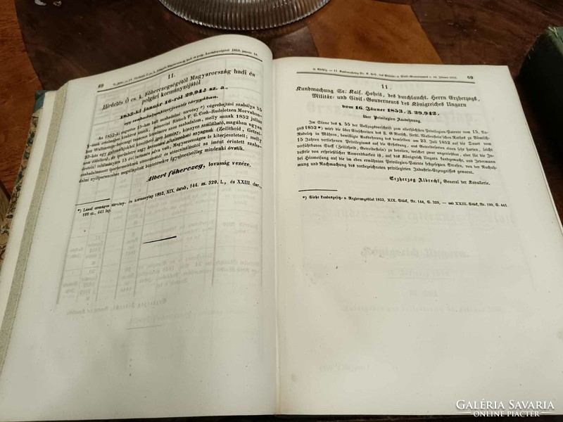 Magyarországot illető Országos Kormánylap 1853. évi 2 kötetes kiadás, teljes év két nyelven, jó álla