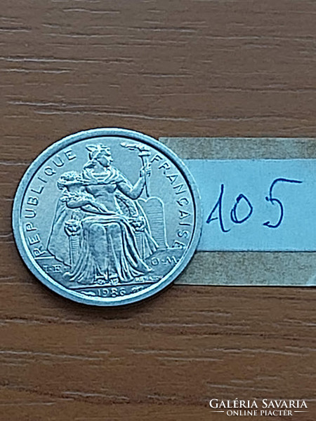 French Polynesia polynesia 1 franc 1986 i e o m, alu. 105.