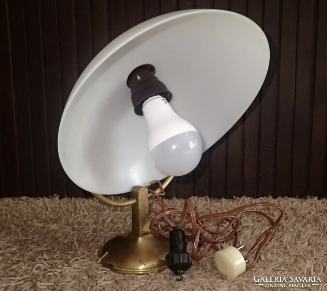 Very old antique art deco table copper lamp with original switch and cord