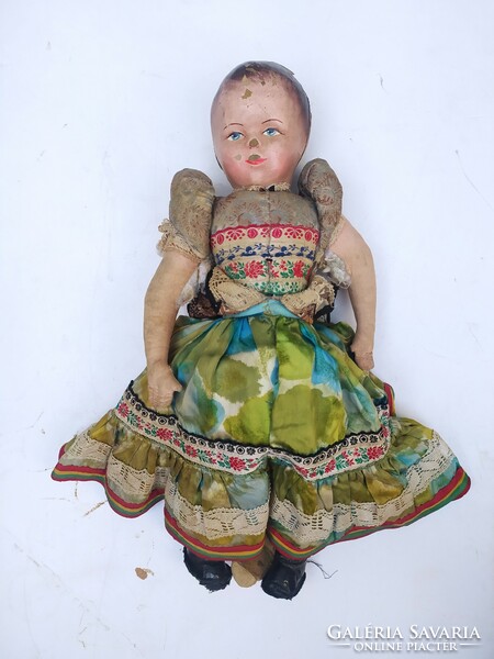 Doll with an old papier-mâché head, large, in folk costume, 50 cm