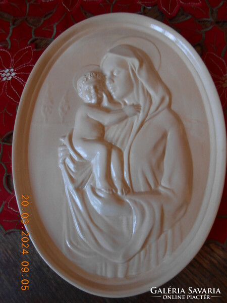 Zsolnay pirogránit Mária gyermekével falikép