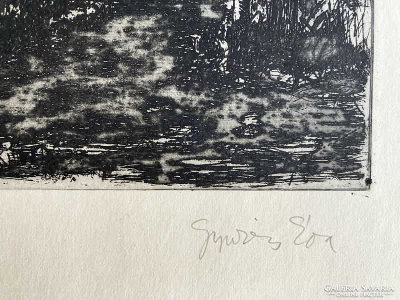 Gyurics Éva (1936): Őszi ködök, rézkarc, Képcsarnok Vállalat, 1968