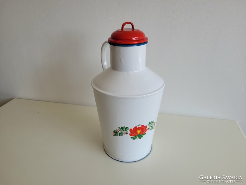 Old enameled flower pattern jug 7 l vintage enameled water jug water jug