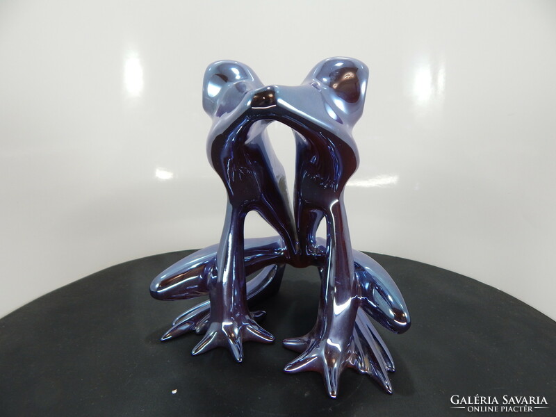 Zsolnay eozin large frog, 17 x 15 x 15 cm.