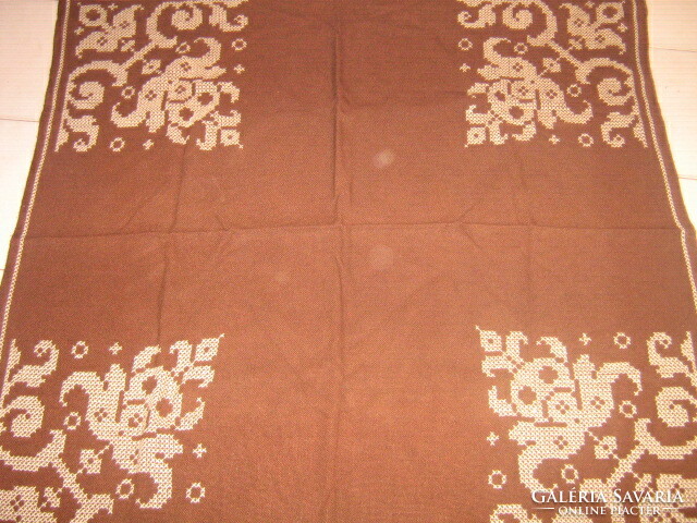 Beautiful antique hand embroidered woven tablecloth